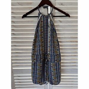 Dance & Marvel | Patterned Halter Pompom Romper